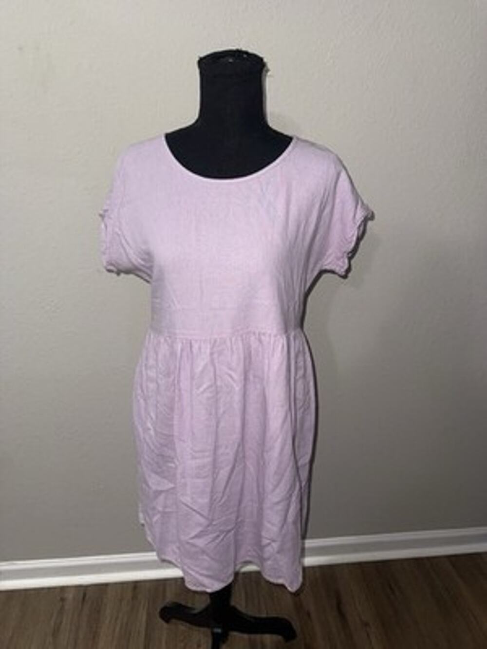 Sonoma Goods For Life Purple Linen Blend Short Sleeve Babydoll Dress Size XS